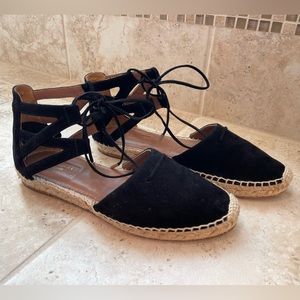 Aquazzura Belgravia Suede Lace Up Espadrilles - Black - Size 39